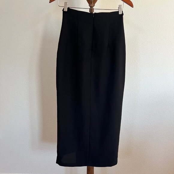 Top World Size S Black Gold-Tone Chain-Link Embellished Front Slit Maxi Skirt - Picture 5 of 9